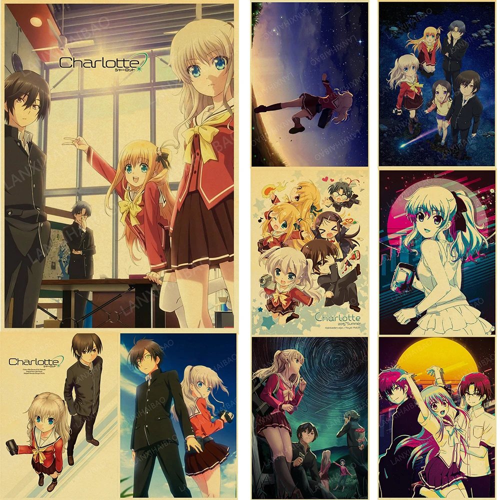 

Janpnese Anime Charlotte Posters Kraft Paper Prints Retro Kraft Hot Fashion Cartoon Decoration Nostalgia Chambre Wall Painting