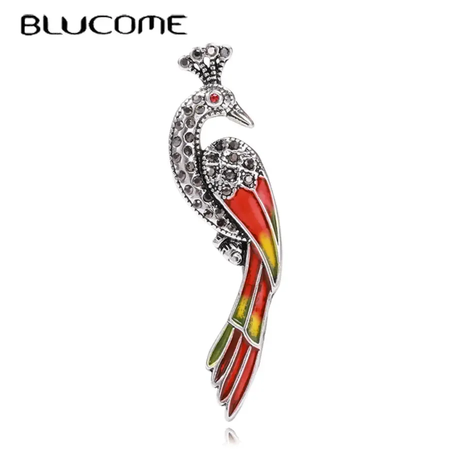 BLUCOMEBlucome яркие броши с красной короной и птицей любимый значок для девочек в стиле