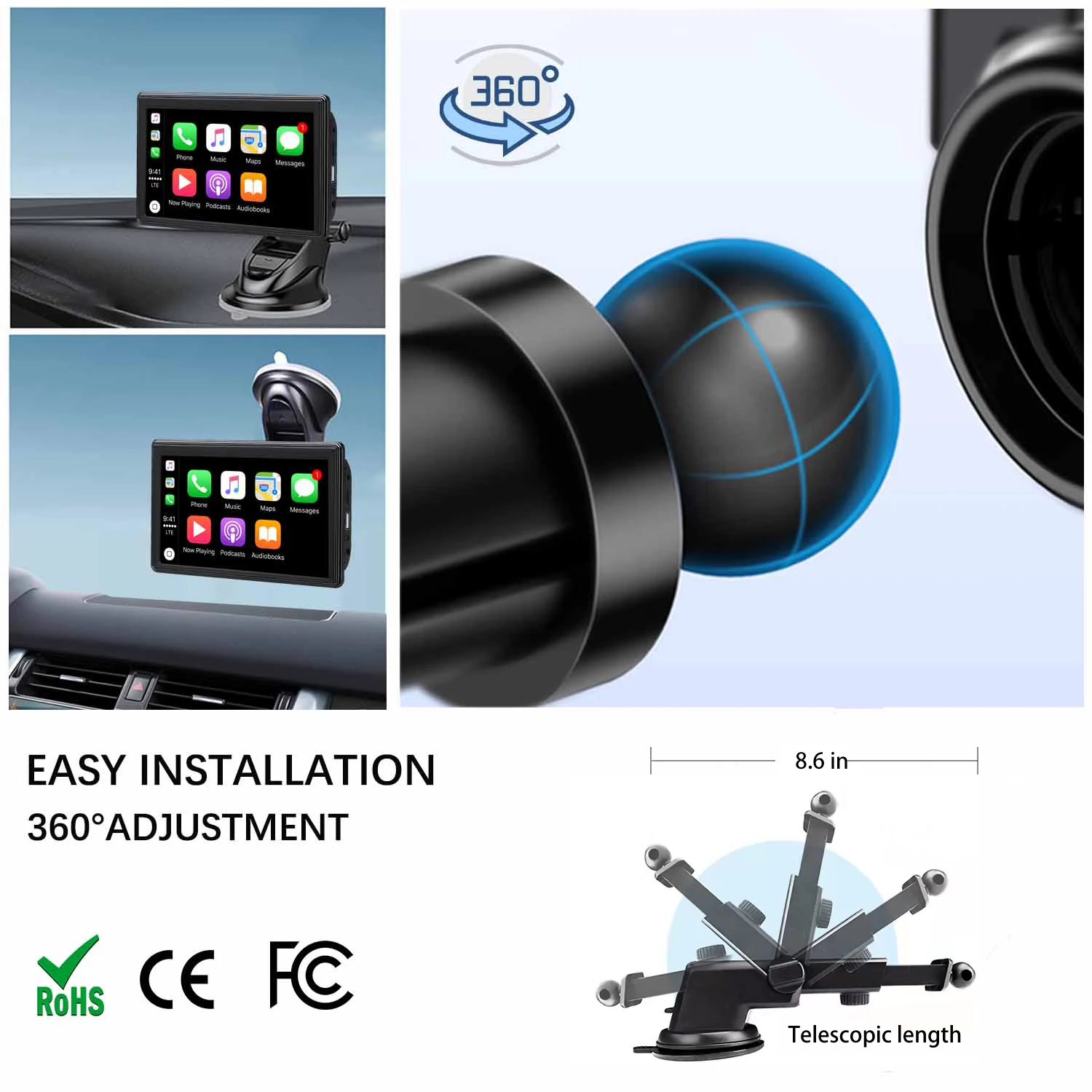 tophatter wireless carplay android auto car stereo portable 7 inch android player radio universal car video players 12din free global shipping