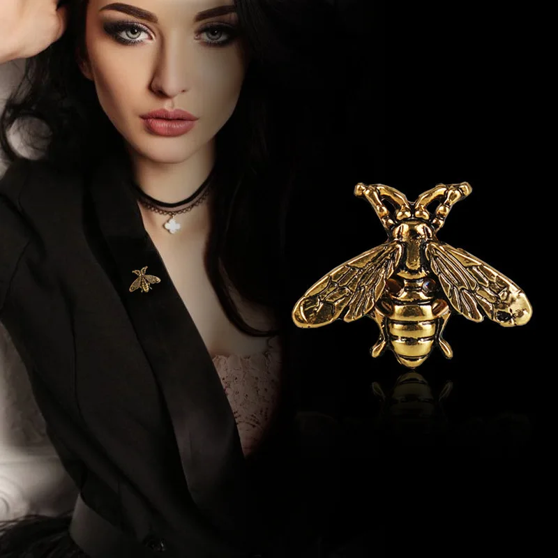 

Korean Gold Metal Little Bee Insect Brooches for Women Shirt Collar Pin Needle Buckle Suit Clothing Accessories Jewelry Hat Pins