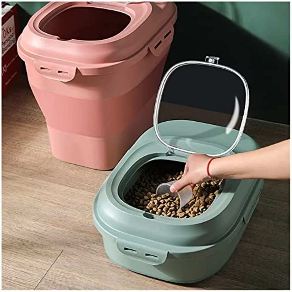 Collapsible Pet Food Storage Container 23LLarge Capacity Cat Dog Food Box Moisture Proof Sealed with Measuring Cup Item