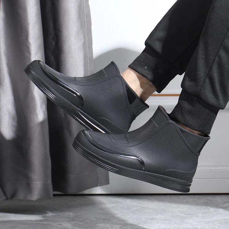 

Мужские резиновые сапоги, Короткие Водонепроницаемые ботинки, Удобная нескользящая обувь для шеф-повара, обувь для рыбалки, для дождливой погоды