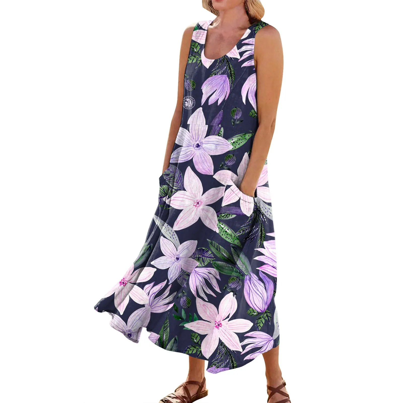 

Женское платье, модные праздничные Пляжные Платья с цветочным принтом, летние женские летние платья, платья