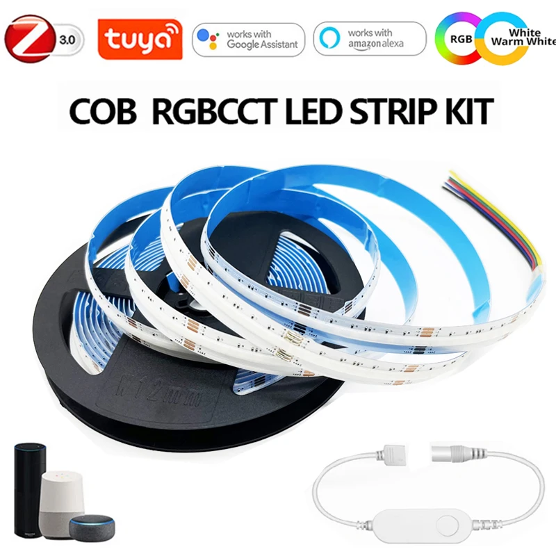 Светодиодная лента Tuya Zigbee COB, 1-5 м, 24 В постоянного тока, 840 светодиодный, s/M