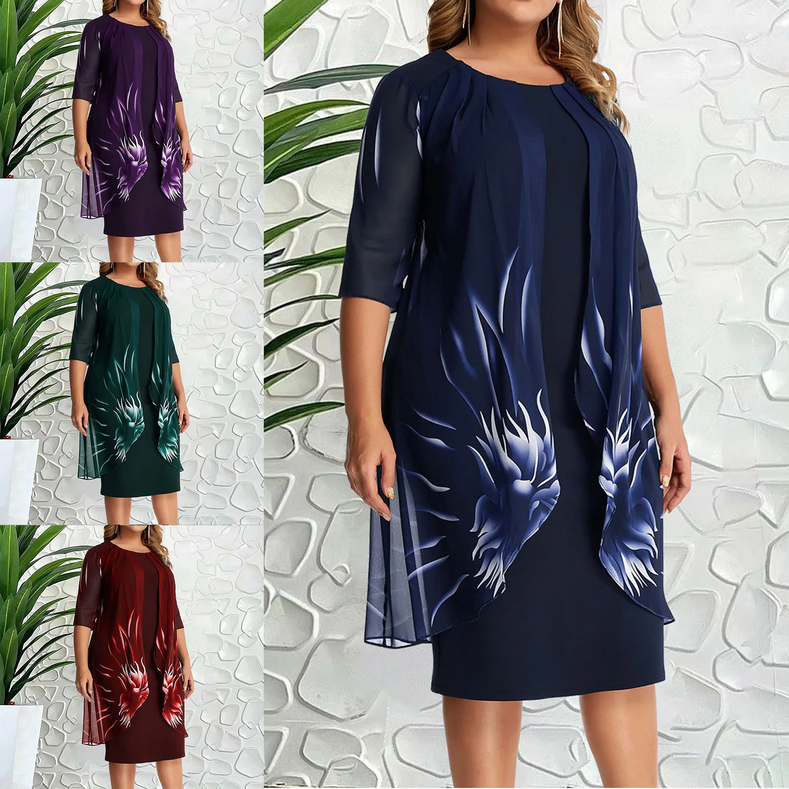 

Женское элегантное вязаное кружевное платье-накидка, модное пляжное платье с круглым вырезом и коротким рукавом, Повседневное платье для ж...