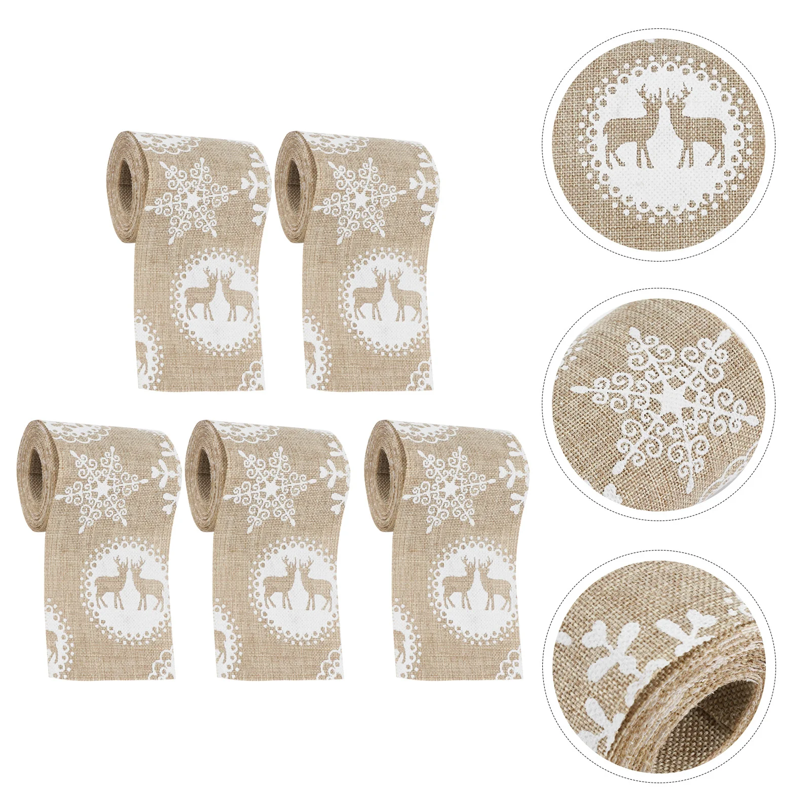 

5pcs Christmas Tree Hanging Ribbons Decoration Linen Gift Wrapping Ribbons