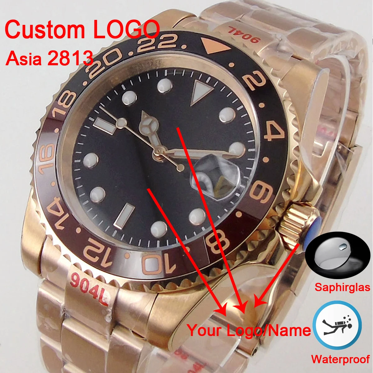 

Mens automatic Mechanical Watches montre de luxe full stainless steel Ceramic Sapphire glass