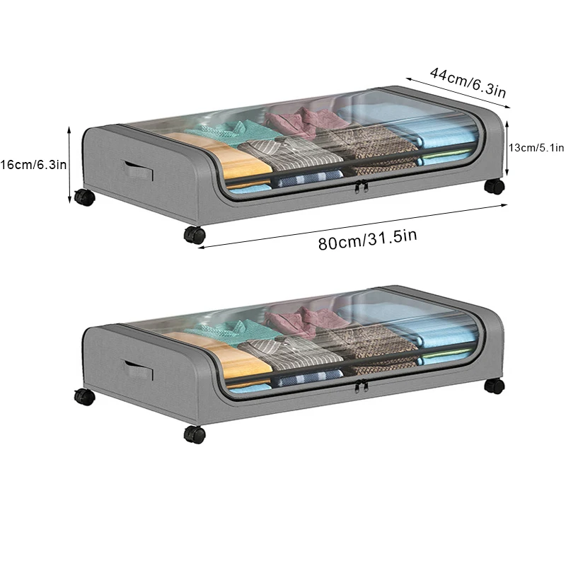

Большой Вместительный Ящик Для Хранения Под Кроватью На Колесиках, Из Экологичной Ткани, Для Одеял И Игрушек, Прямоугольный