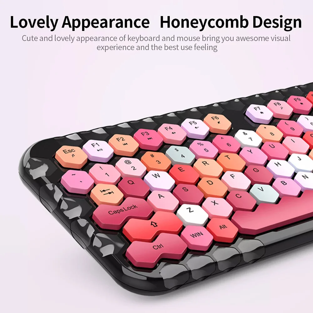 Honey Plus Wireless Keyboard And Mouse Combo Set Lipstick Bl