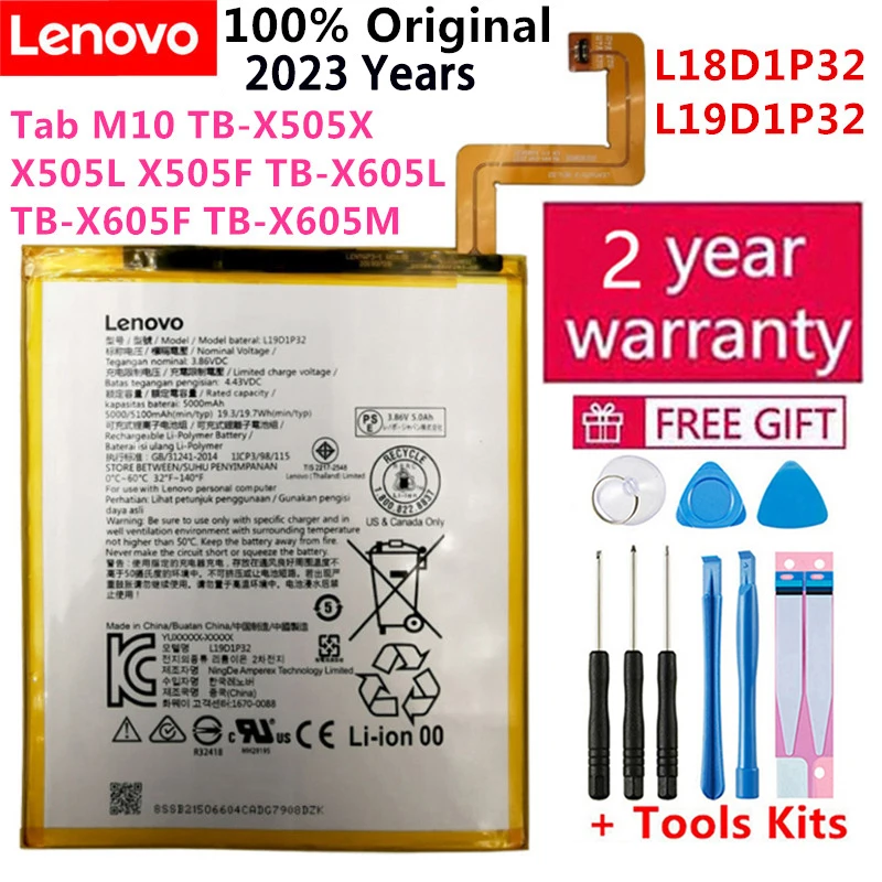 

100% Original L19D1P32 L18D1P32 Battery For Lenovo Tab M10 TB-X505X X505L X505F TB-X605L TB-X605F TB-X605M Batteries Bateria