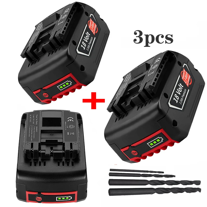 

18V Battery 3.0Ah FOR Bosch Electric Drill 18V Rechargeable Li-ION Battery BAT609, BAT609G, BAT618, BAT618G, BAT614 + 1Charger