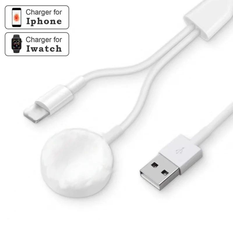 

2 в 1 Беспроводное зарядное устройство для Apple Watch Series 5 1 2 3 4 USB Магнитный зарядный кабель для IPhone
