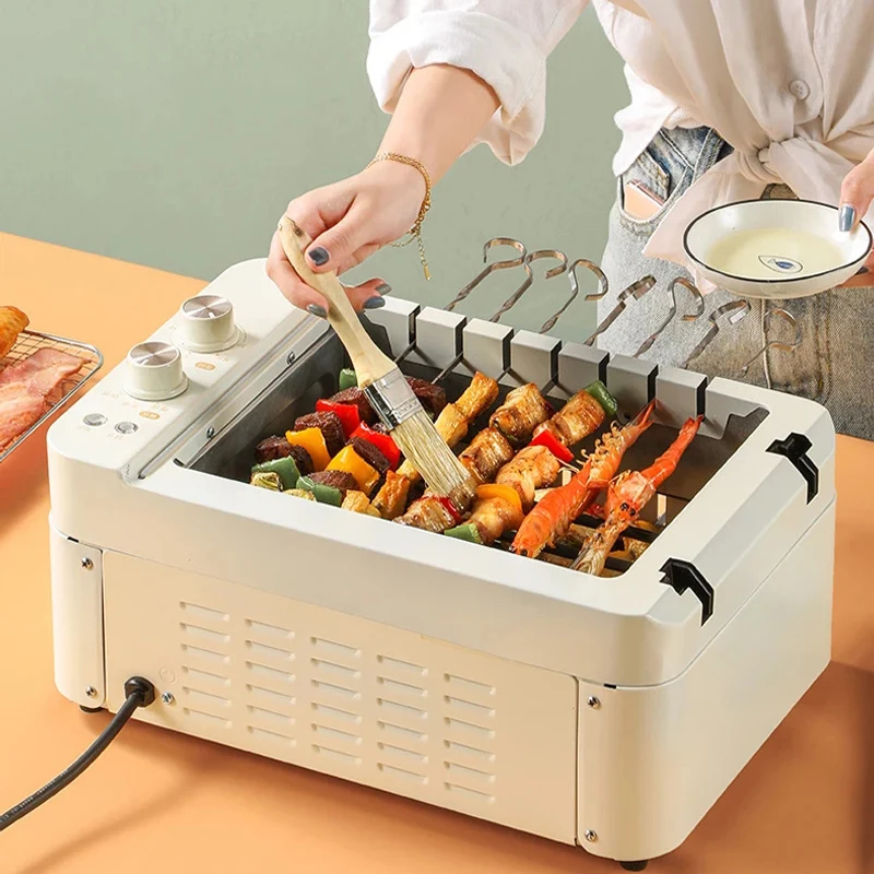 

2023New 3 In 1 Electric BBQ Kebab Grill Machin Household Automatic Rotating Skewers Machine Indoor Smokeless Barbecue Grill Oven