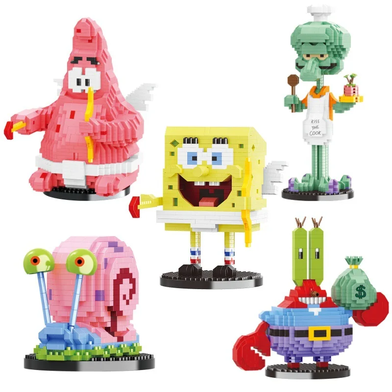 

Classic Cartoon SpongeBob SquarePants Patrick Star Model Building Blocks Bricks Doll Sets Children Educational Toys Gifts