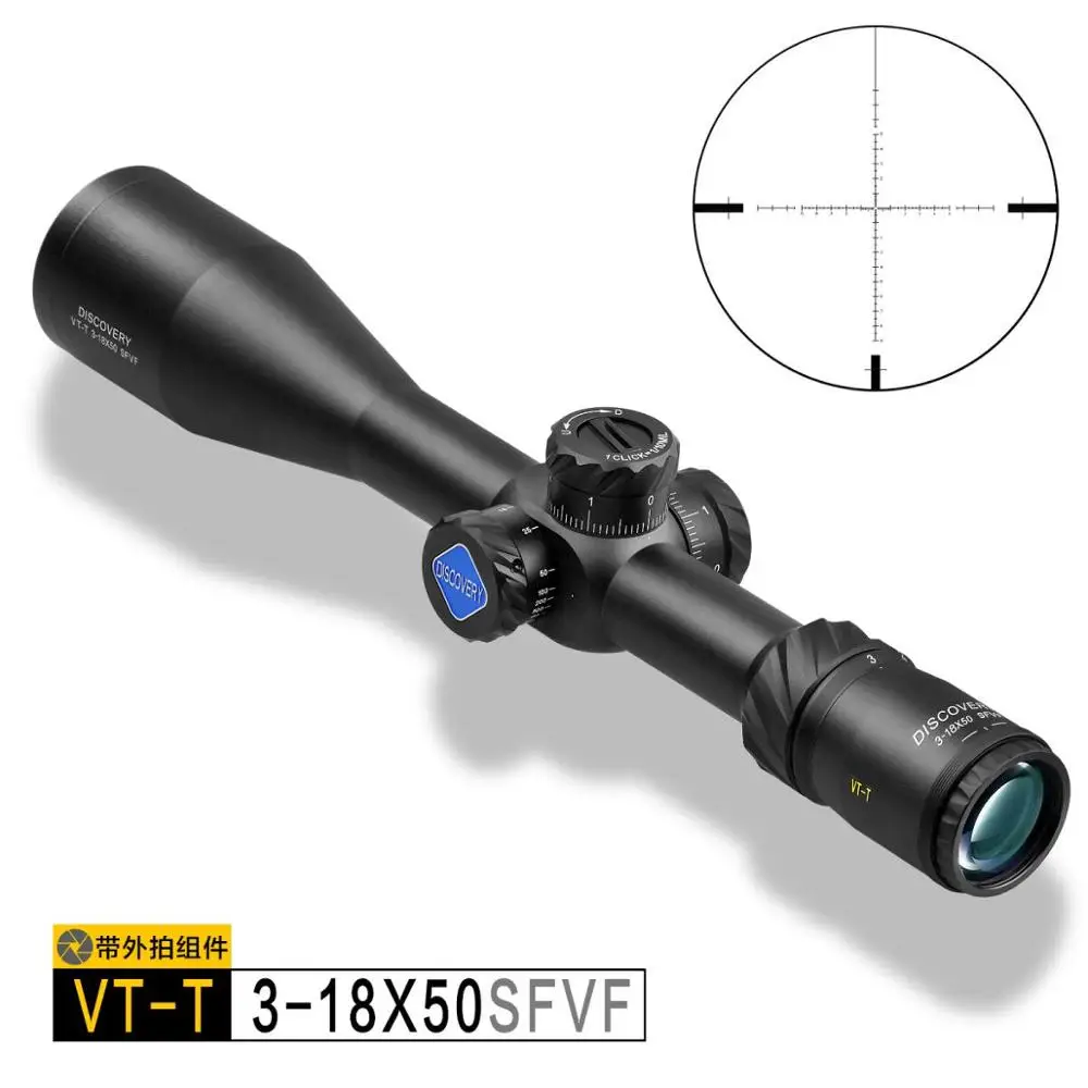 

Прицел для винтовки Discovery VT-T 3-18x50 с адаптером для телефона, первая фокусная плоскость, 338 ударопрочный