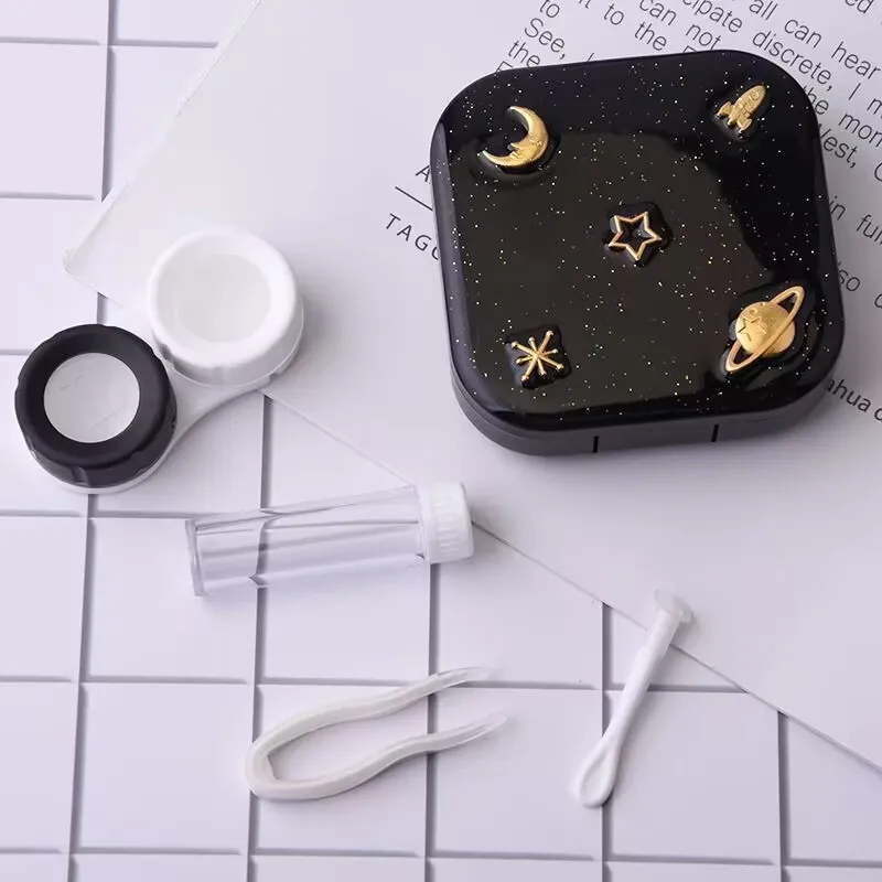 Новинка Черный Футляр для ухода за контактными линзами серии Звездное небо с