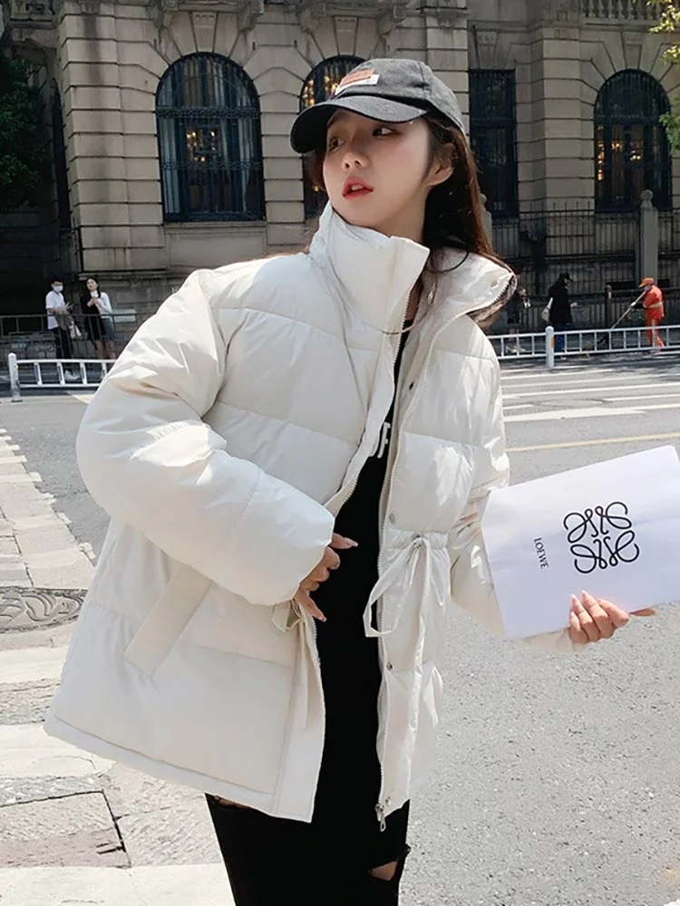 2022 Hot Sale Women Winter Jacket Stand Collar Slim Elegant Solid Female Cotton Padded Warm Coat Winter Parka Clothes