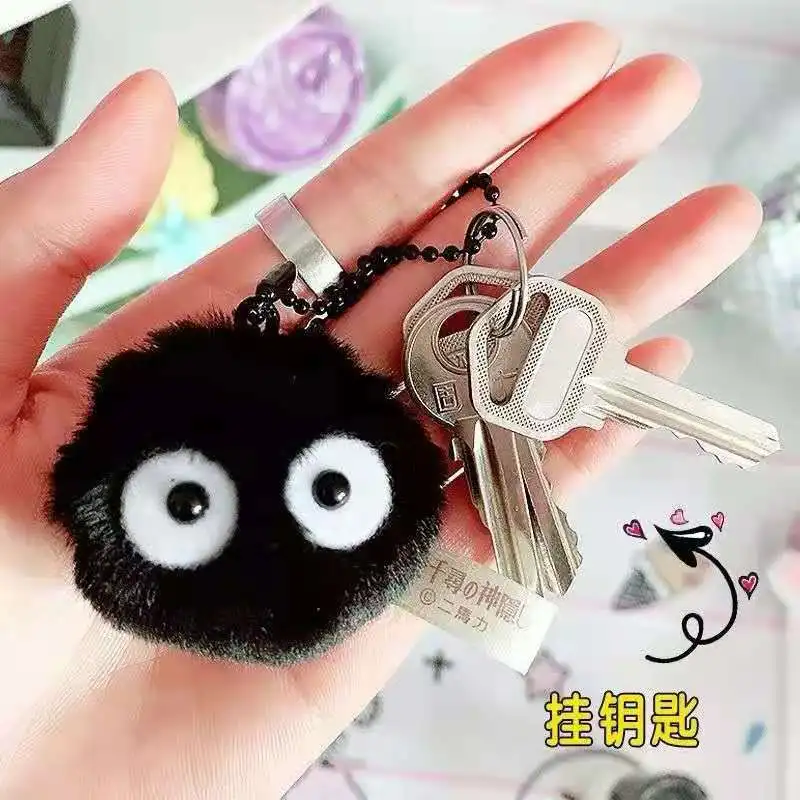 

Mini Briquettes Pendant Decoration Plush Keychain Spirited Away Hayao Miyazaki My Neighbor Totoro Briquettes Elf Doll Key Chain