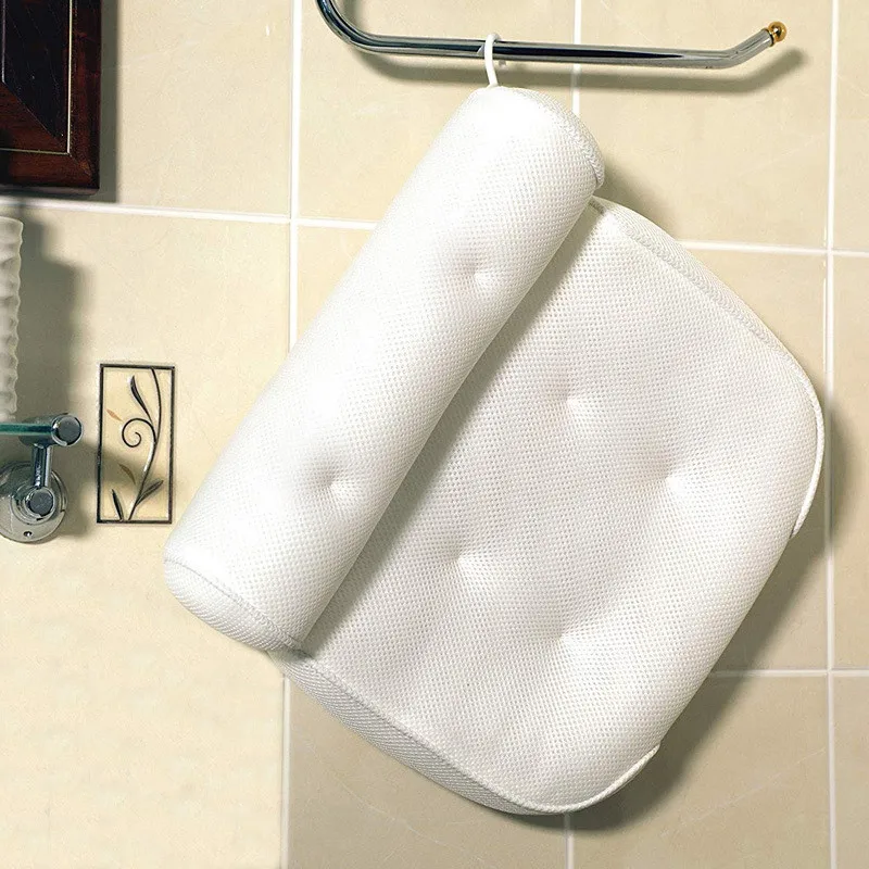 

Bathtub Head Rest Pillow 3D Mesh Spa For Neck Back Bathroom Supply Non-Slip Cushioned Bath Tub Spa Pillow With Suction Cups