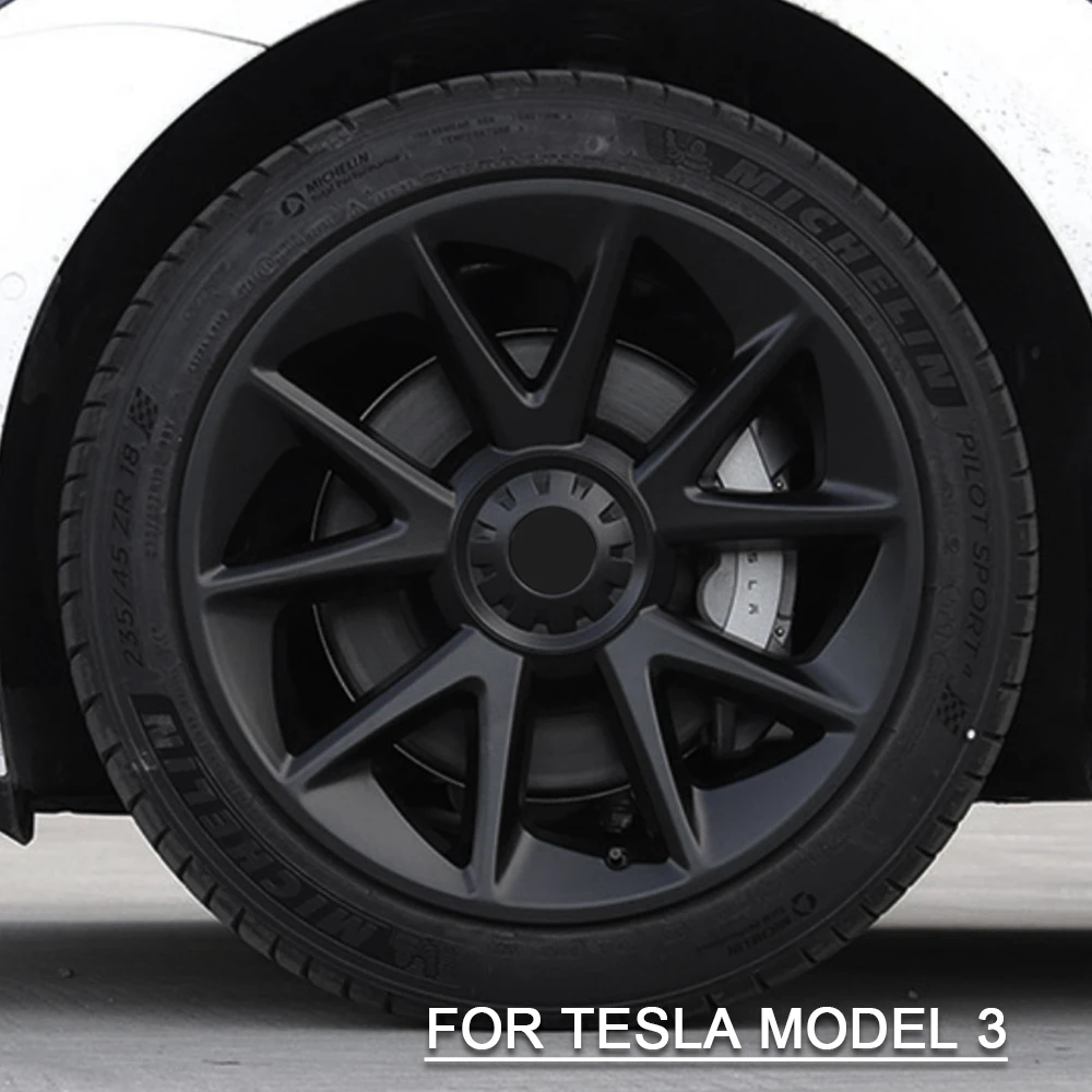 

4Pcs For Tesla Model 3 Automobile Hubcap 18 Inch Wheel Cover Car Replacement Retrofit Parts Full Cover Accessories