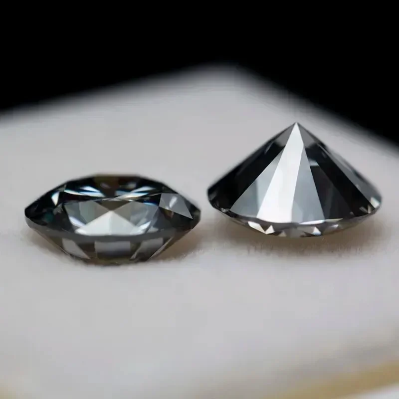 Муассанит Камень Драгоценный Серый Цвет Круглой Огранки Лаборатория Создано