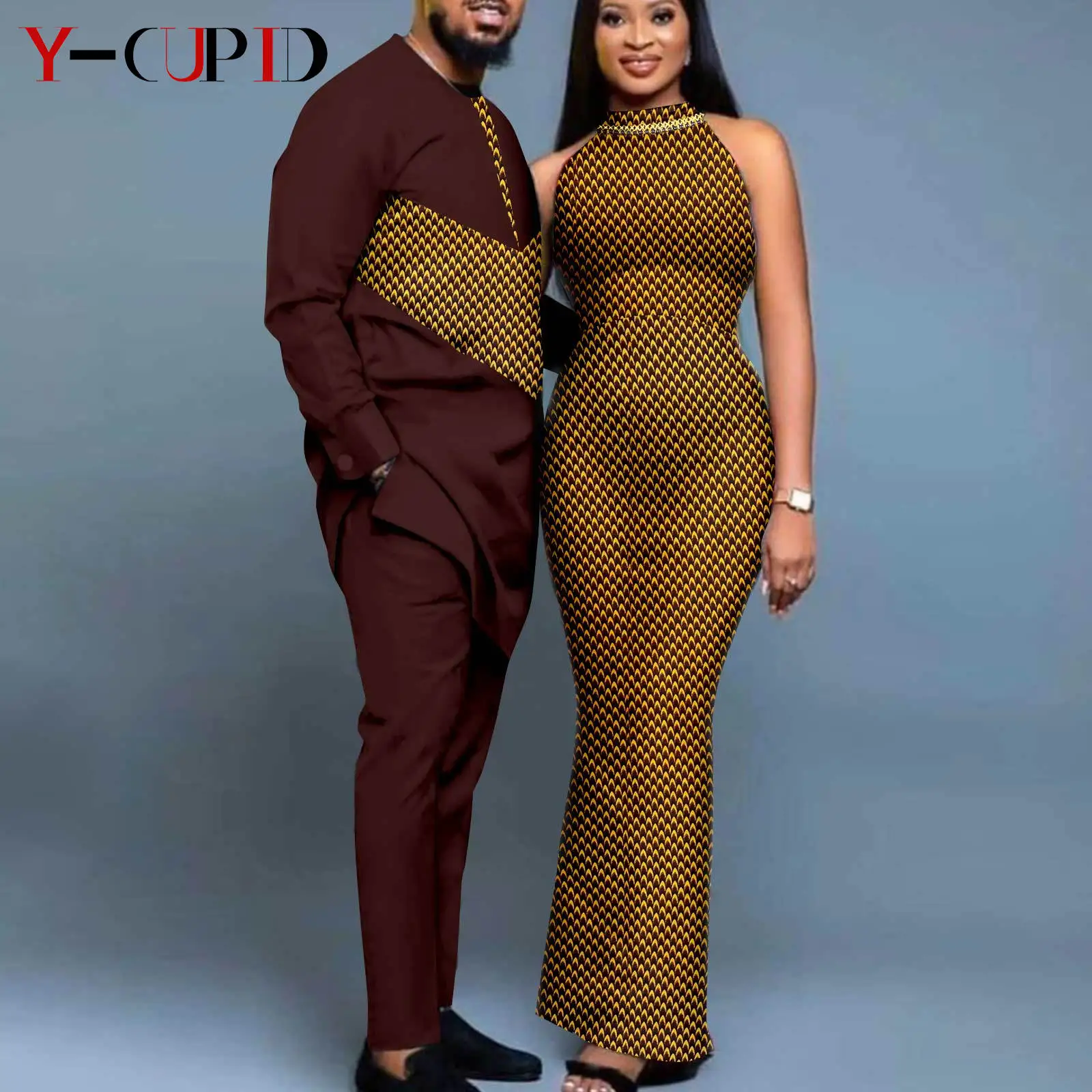 Платья с Африканским принтом для женщин парная подходящая одежда свадьбы