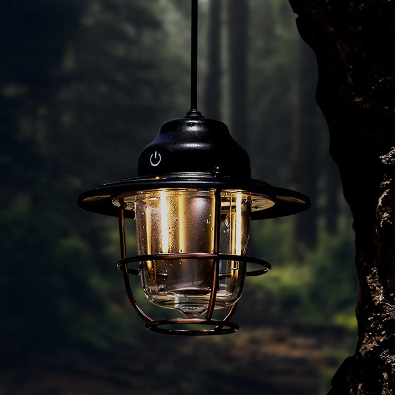 

Camping Portable Retro Lantern Vintage Tent Lighting Lantern USB Rechargeable LED Lanterns Lamp Hanging Emergency Outdoor Light