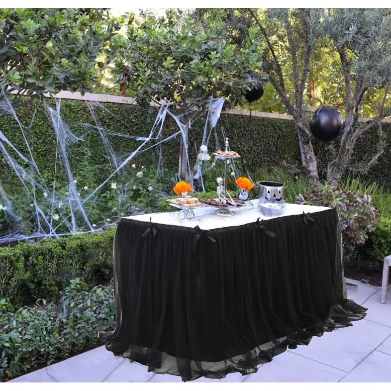 

280x76cm Wedding Halloween Party Tutu Tulle Table Skirt Tableware Cloth Baby Shower Party Home Decor Table Skirting Birthday