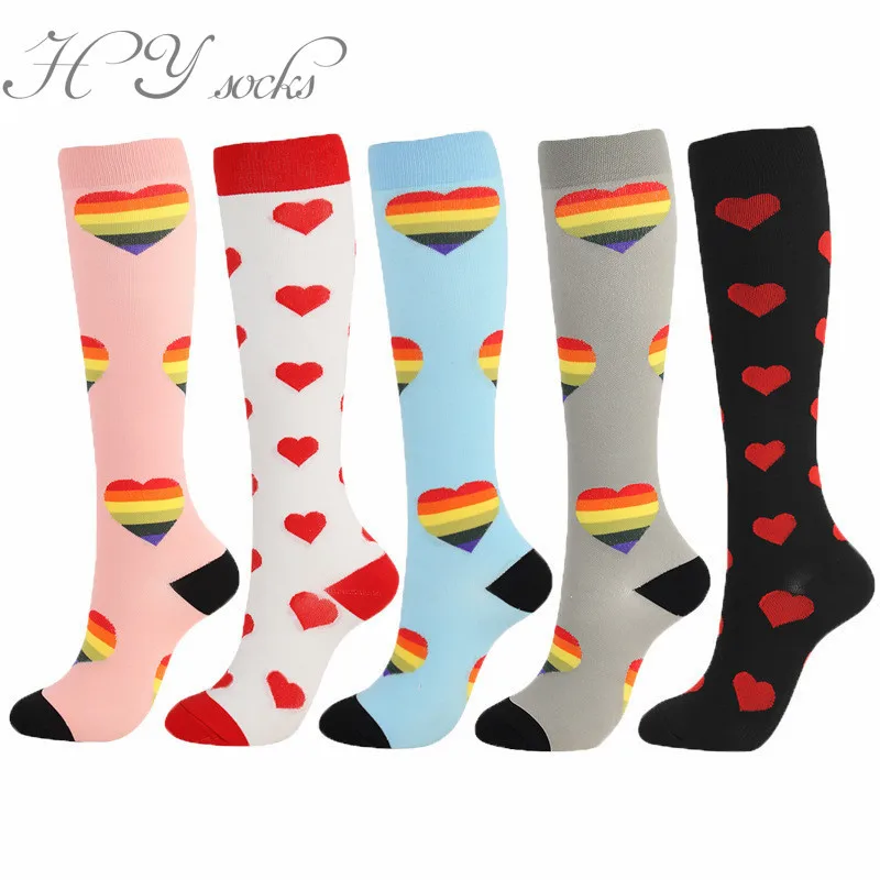 3-8Pair/Lot Unisex Compression Stockings Christmas Cartoon Shaping Leg Muscle Pressure Soothing Nylon Exercise Women Men Socks