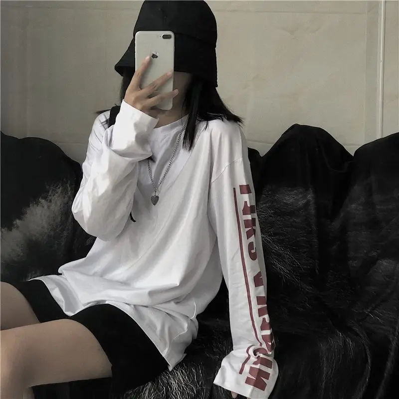 

Autumn Men's T Shirt Long Sleeve O Neck Tops Korean Fashion Harajuku Hip Pop Casual Unisex Clothing Vintage