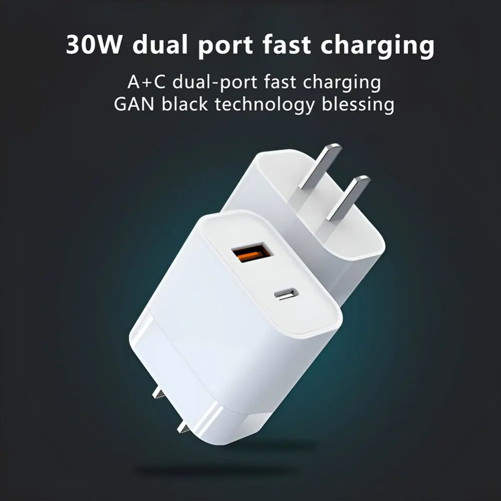 

Сетевое зарядное устройство с двумя портами USB C, 30 Вт