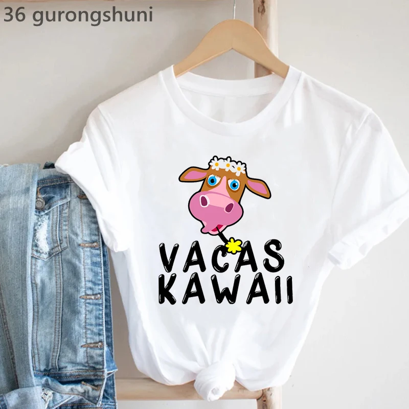 

Kawaii Caw Mooo Graphic Print Tshirt Women Summer Fashion Flowers T-Shirt Femme Harajuku Shirt Tumblr Clothes T Shirt Streetwear