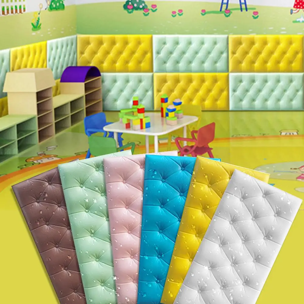 

3d Wall Stickers Waterproof Self Adhesive Wallpaper Wall Mat Soft Foam Cushion For Kids Bedroom Living Room Decor
