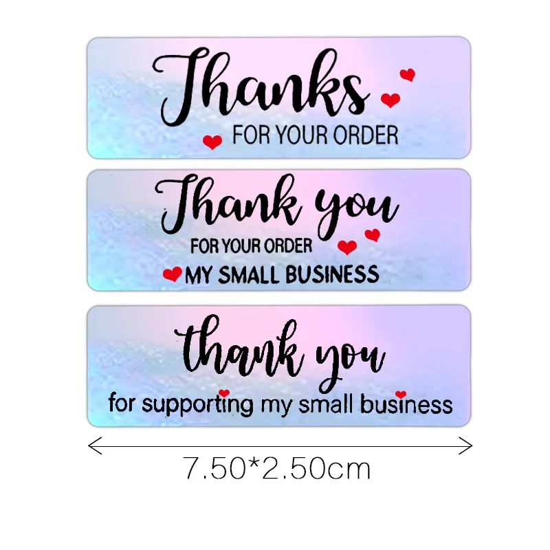 

120Pcs/Roll Laser Rectangle Thank You Stickers Holographic Label for Supporting Business Package Seal Gift Stationery Sticker