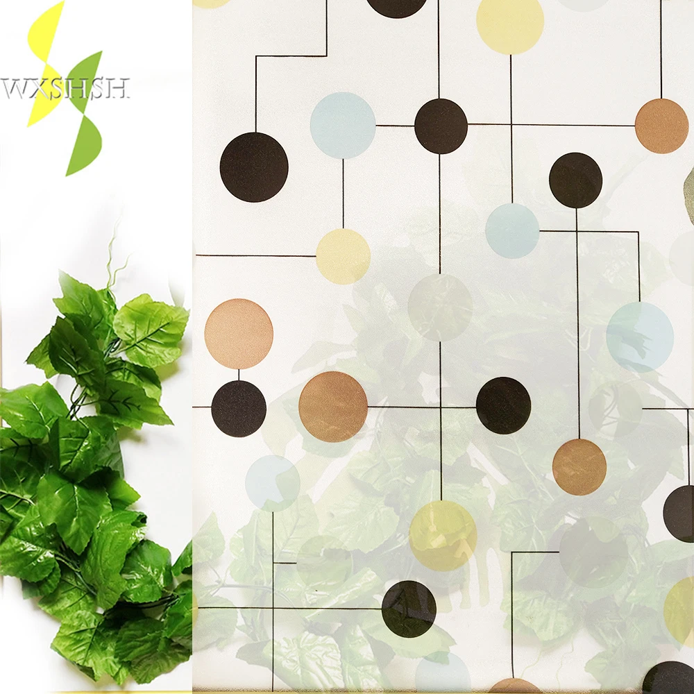 

90*200 cm vinyl privacy decorative window foil.Rainbow dots frosted opaque glass film,stained vinyl stickers for home bathroom