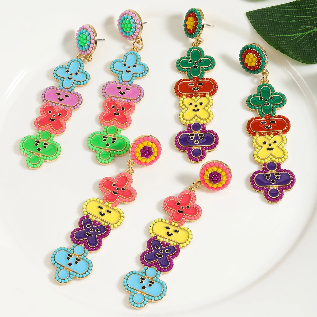 Vedawas Бусины Из Искусственной Эмали В Форме Риса Милые Висячие Серьги Женские