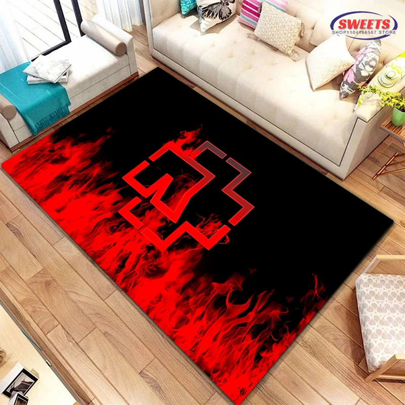 3D Printing Rammstein Large Area Carpet for Living Room Cartoon Children's Bedroom Sofa Doormat Floor Rug Anti-slip Decor Mats