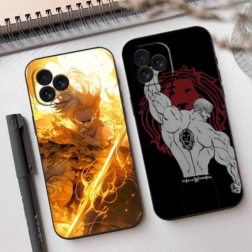 E-Escanor Seven D-Deadly Sins Phone Case for iPhone 12 11 13 14 15 16 Max Pro Plus Black Soft Silicone Cover