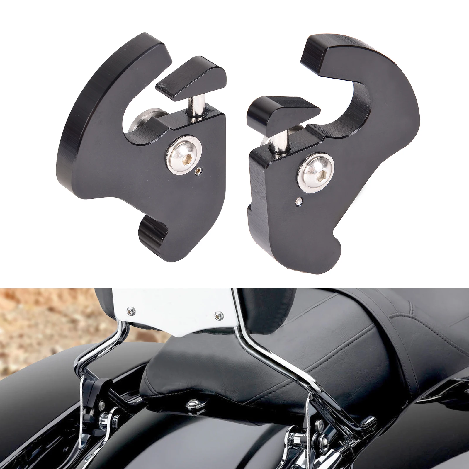 

Detachable Rotary Sissy Bar Luggage Rack Docking Latch Clips Kit Compatible with Harley Touring Softail Sportster Electra Road
