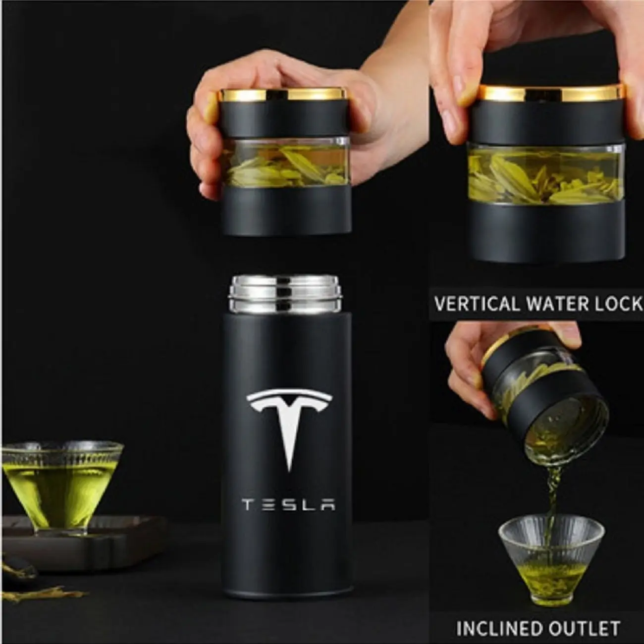 Portable smart stainless steel insulated cup with logo temperature display for Tesla Model 3 s x y