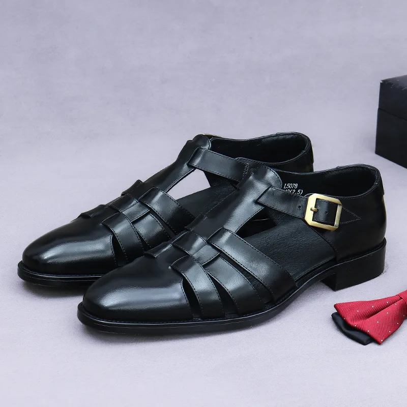 Сандалии в римском ретро-стиле мужские летние сандалии из натуральной кожи с