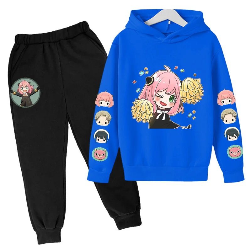 2022 New SPY X FAMILY Anya Forger Children's Hoodie Set Boys and Girls Long Sleeves and Pants Children's Clothing Winter and Fal