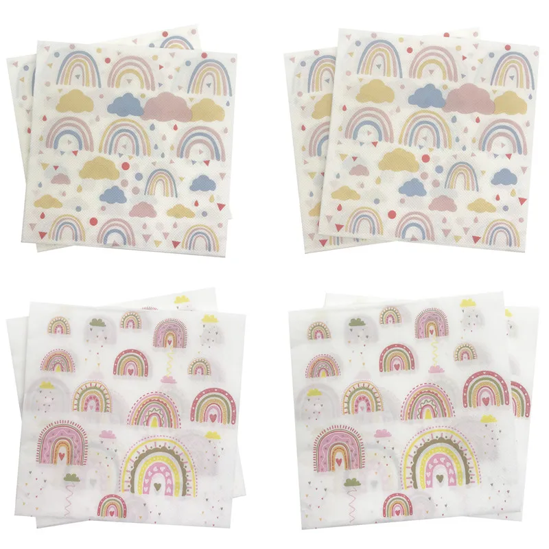 10/20Pcs Boho Rainbow Napkins Kids Happy Birthday Party Dinn