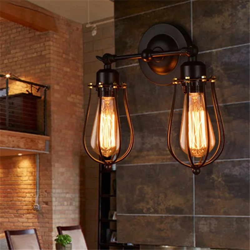 

Retro Wrought Iron Ceiling Wall Lamp Industrial Restaurant Aisle Ceiling Lamp Bar Corridor Staircase Rotatable Decorative Light