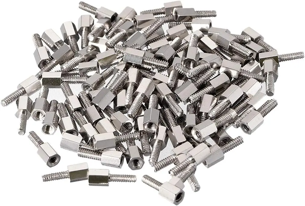 

4#-40 5+8mm F/M Brass Hex Standoff Spacer Screws PCB Nickel Plated 100 Pcs