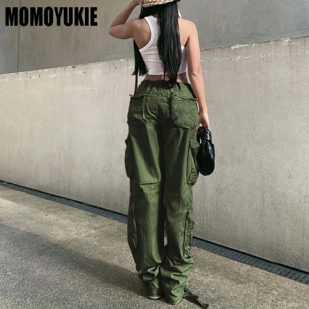 Джинсы-Багги женские с заниженной талией брюки-карго из денима множеством