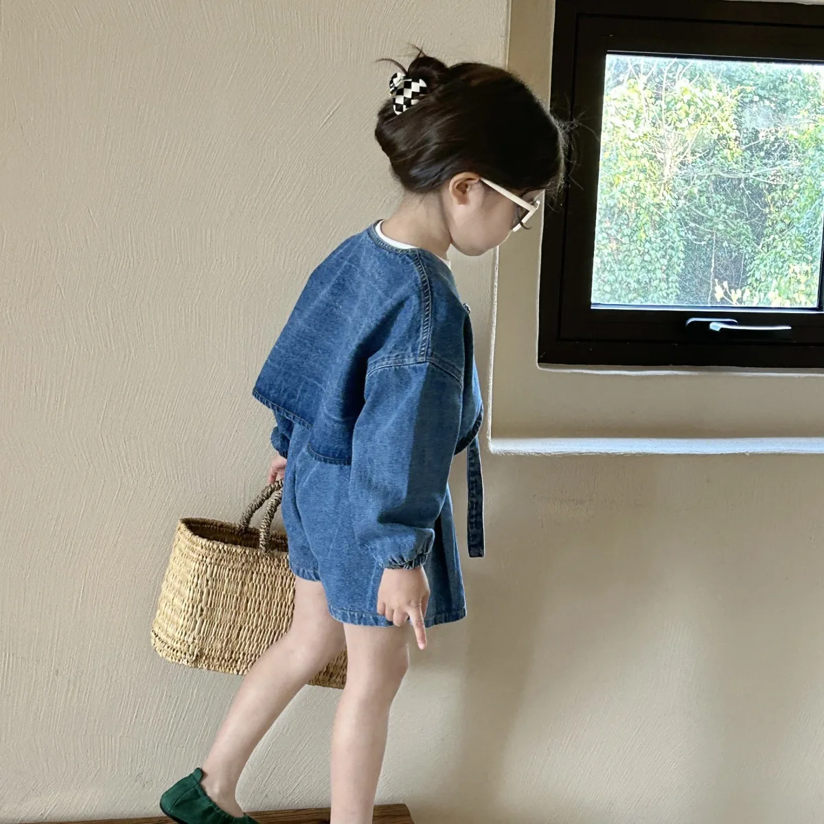 Одежда для детей новинка весны 2024 Корейская версия короткая куртка-шаль в стиле