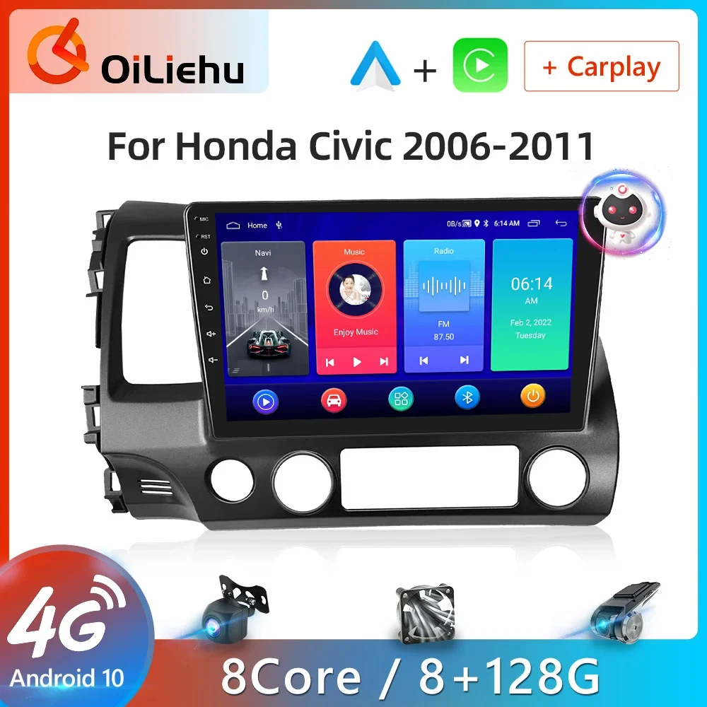 

Автомобильный радиоприемник Oiliehu с искусственным интеллектом, Android, 2din, Android, для Honda Civic 2006-2011, 4G, мультимедиа, GPS, Авторадио, DSP