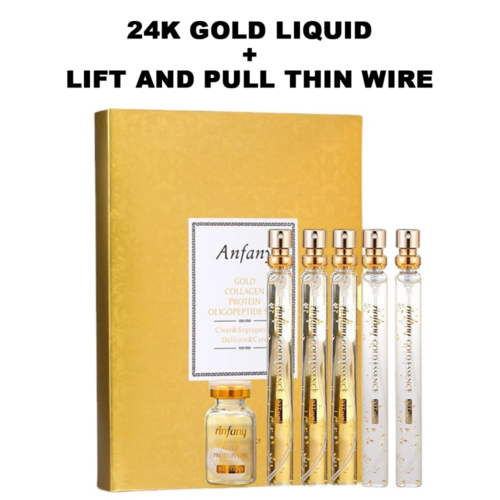 Gold No Needle Collagen Thread Protein Peptide Facial Essence Moisturize Whitening Anti-wrinkle Anti-aging Beauty Salon Set Box