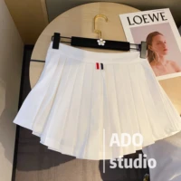 tb white a line pleated skirt female 2022 autumn new all match slim skirt college style slim skirt pants